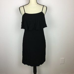 New!! J Crew Mini A-line Ruffle Dress Size 0 Womans Black Spaghetti